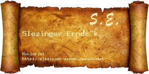 Slezinger Ernák névjegykártya